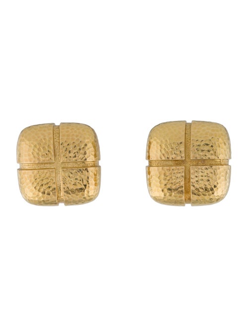 David Webb 18K Hammered Clip-On Earrings