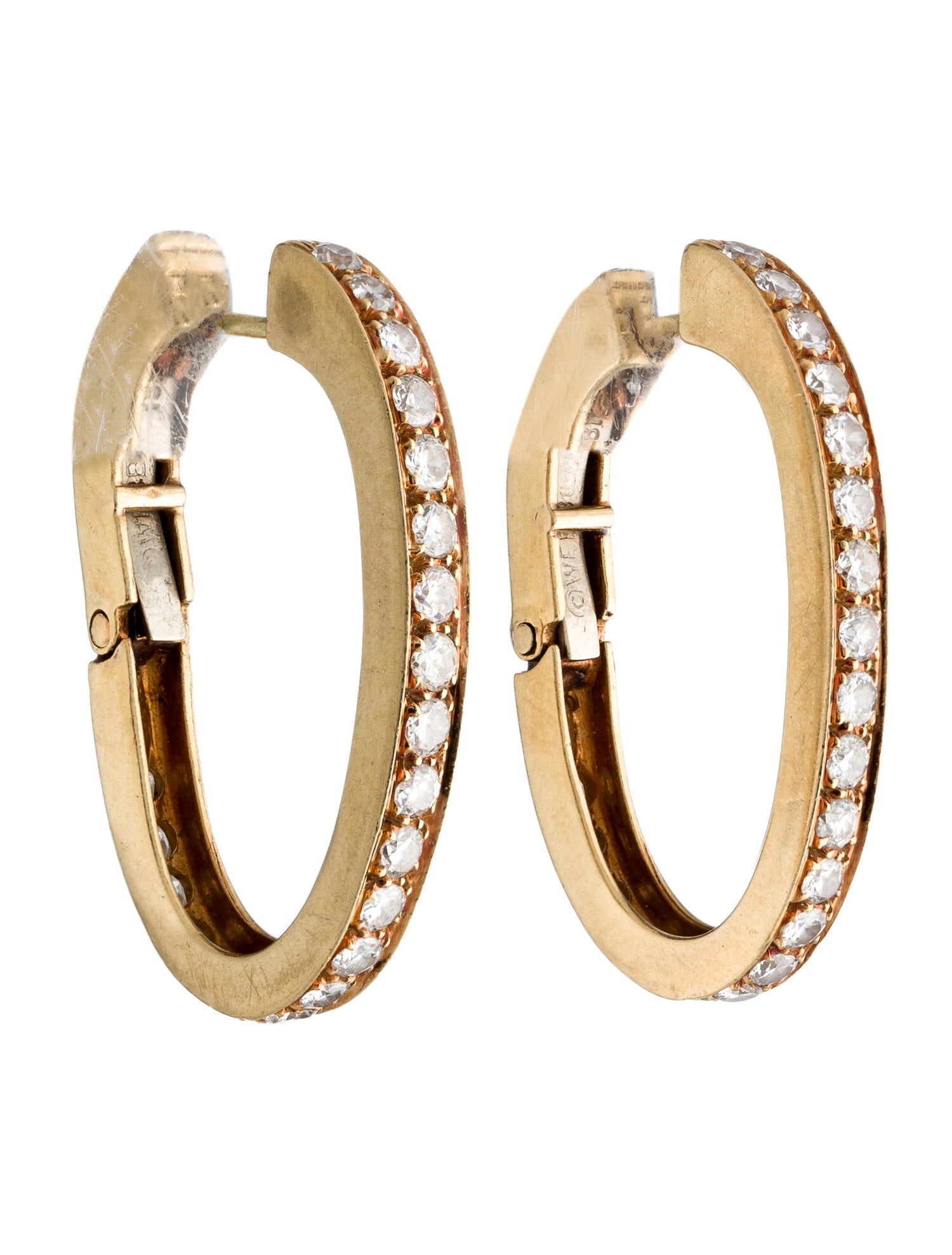 David Webb 18K Diamond Hinged Hoop Earrings