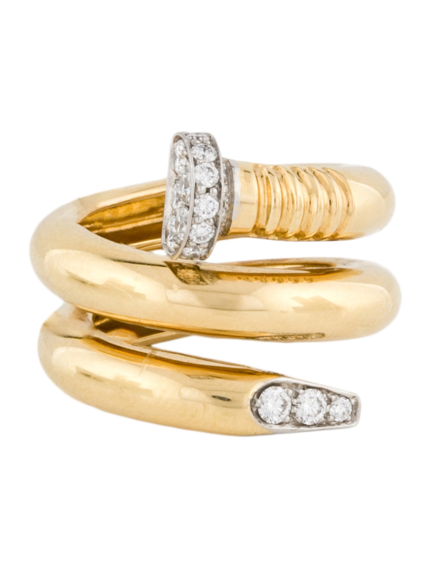 David Webb 18K Diamond Polished Nail Ring