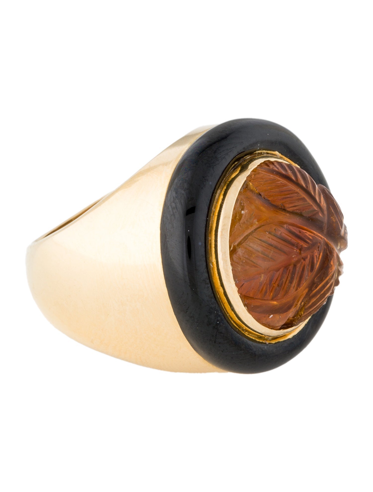 David Webb 18K Enamel & Citrine Cocktail Ring