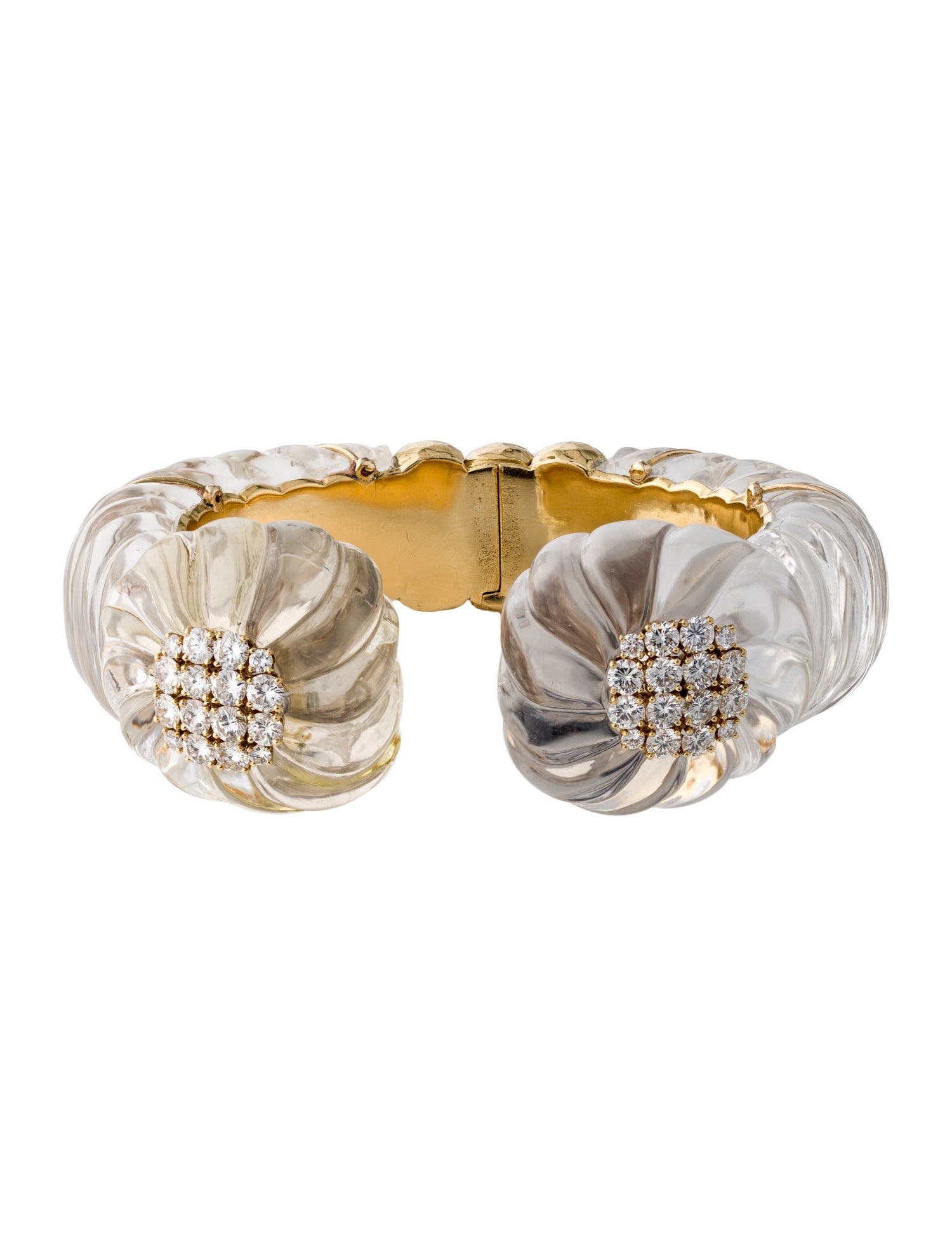 David Webb 18K Quartz & Diamond Cuff Bracelet