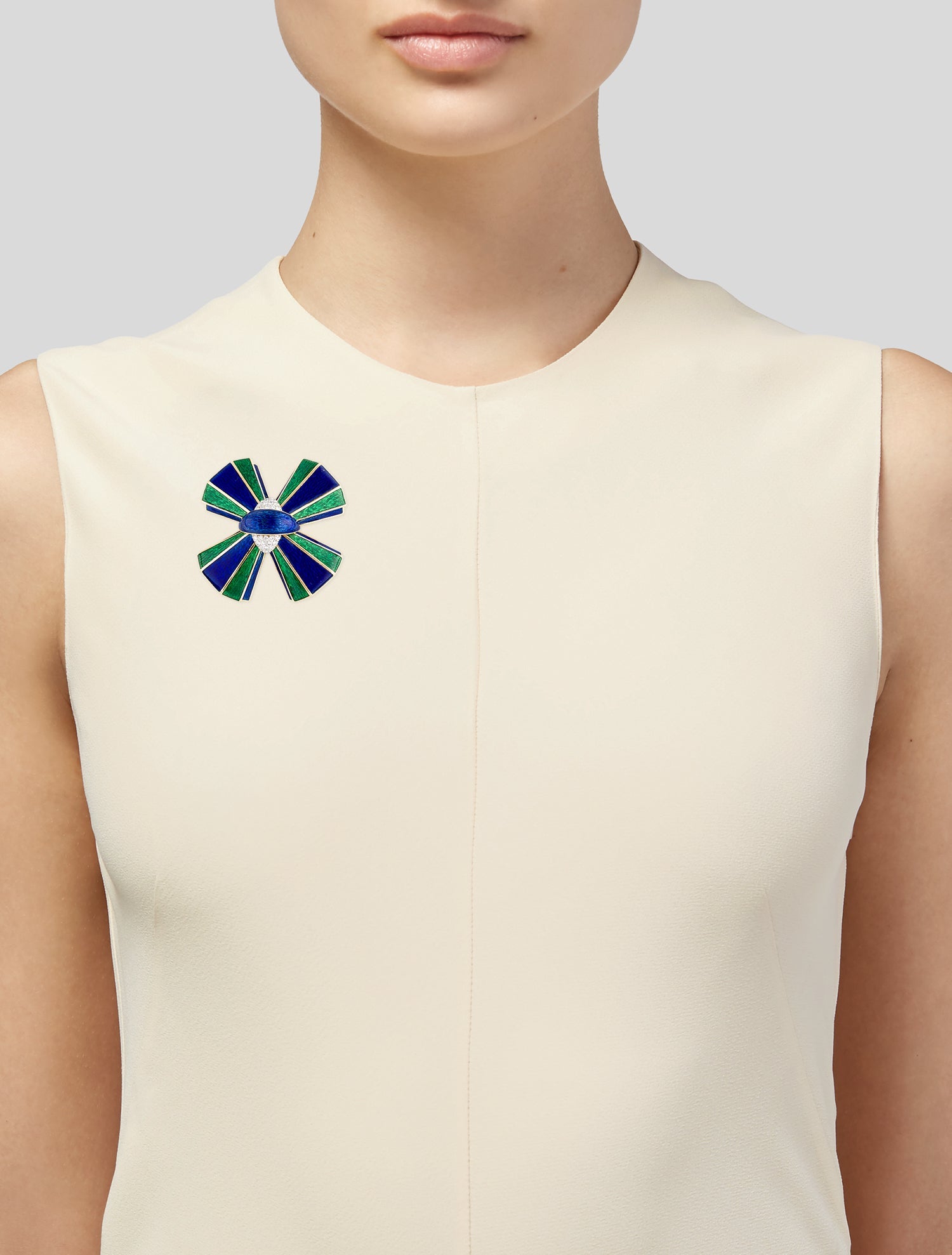 David Webb 18K Diamond & Enamel Brooch