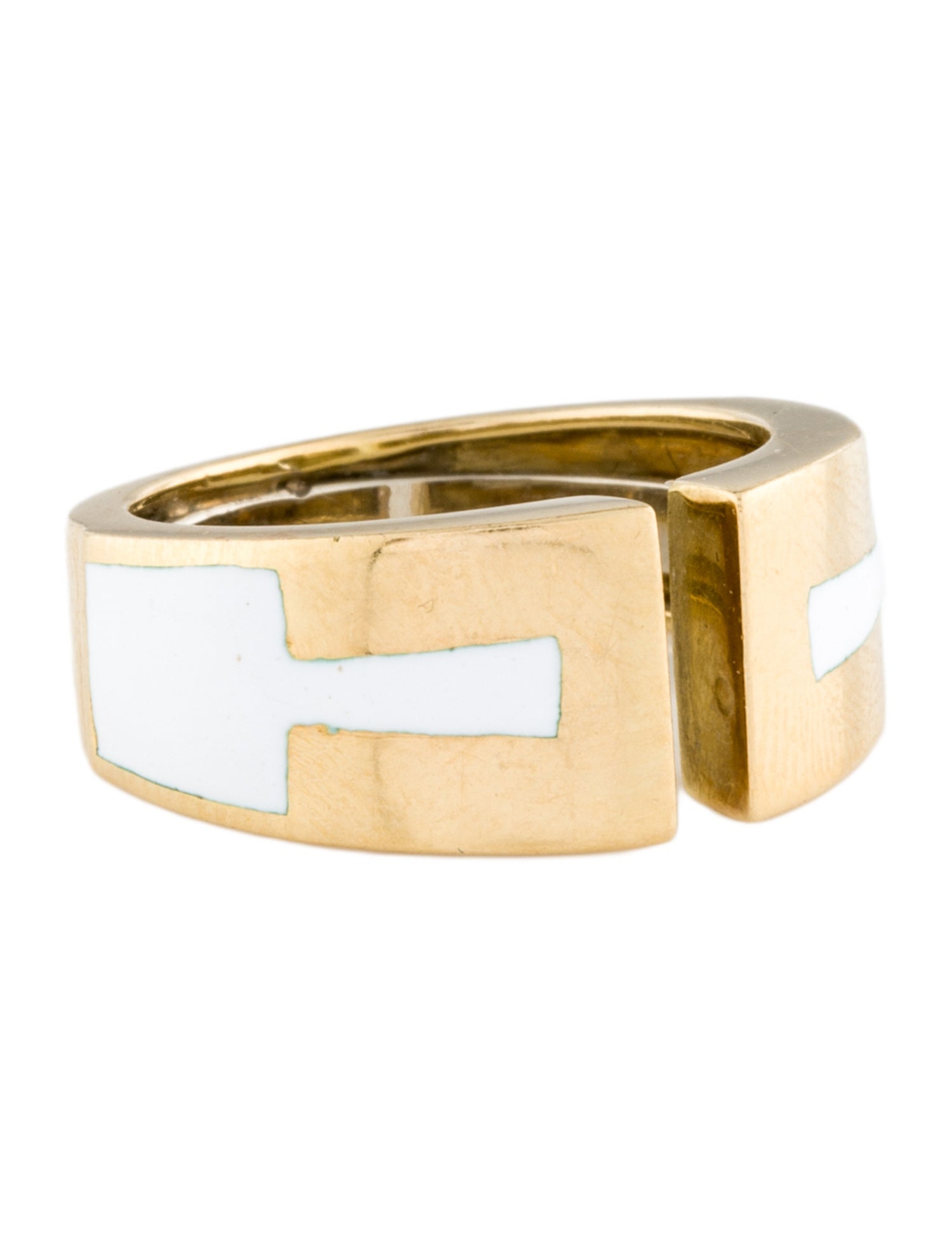 David Webb 18K Enamel Gap Ring
