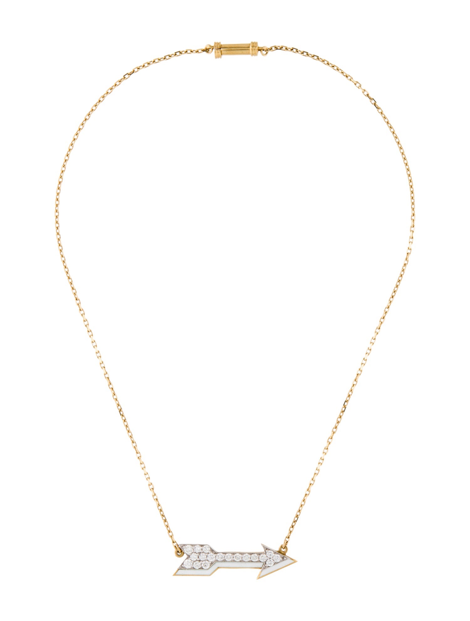 David Webb Enamel Diamond Arrow Necklace