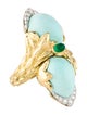 David Webb 18K 34.60ctw Turquoise, Emerald & Diamond Cocktail Ring