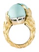 David Webb 18K 34.60ctw Turquoise, Emerald & Diamond Cocktail Ring
