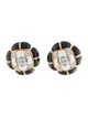 David Webb 18K Diamond & Enamel Button Earclips