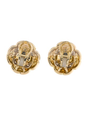 David Webb 18K Diamond & Enamel Button Earclips