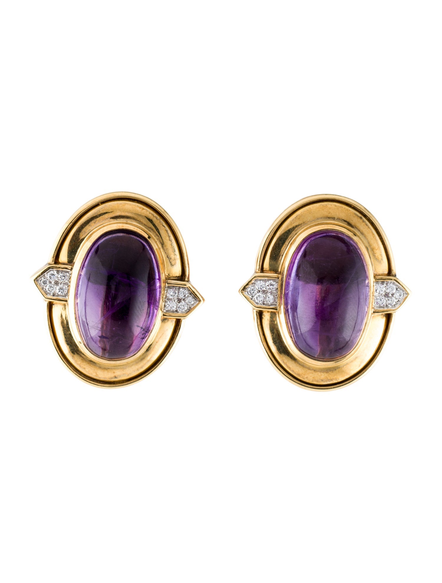 David Webb 18K 31.84ctw Amethyst & Diamond Clip-On Earrings