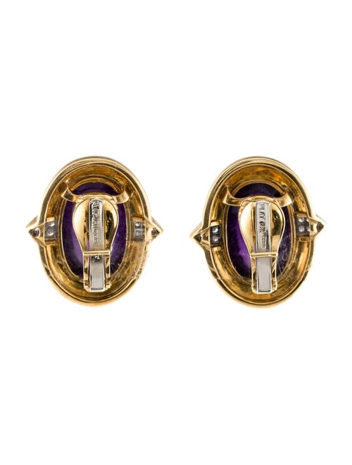 David Webb 18K 31.84ctw Amethyst & Diamond Clip-On Earrings
