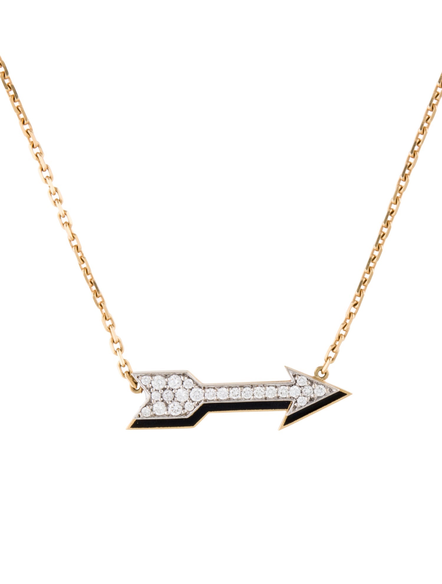 David Webb 18K Diamond & Enamel Arrow Pendant Necklace