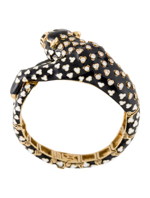 David Webb 18K 2.59ctw Diamond & Enamel Leopard Bracelet