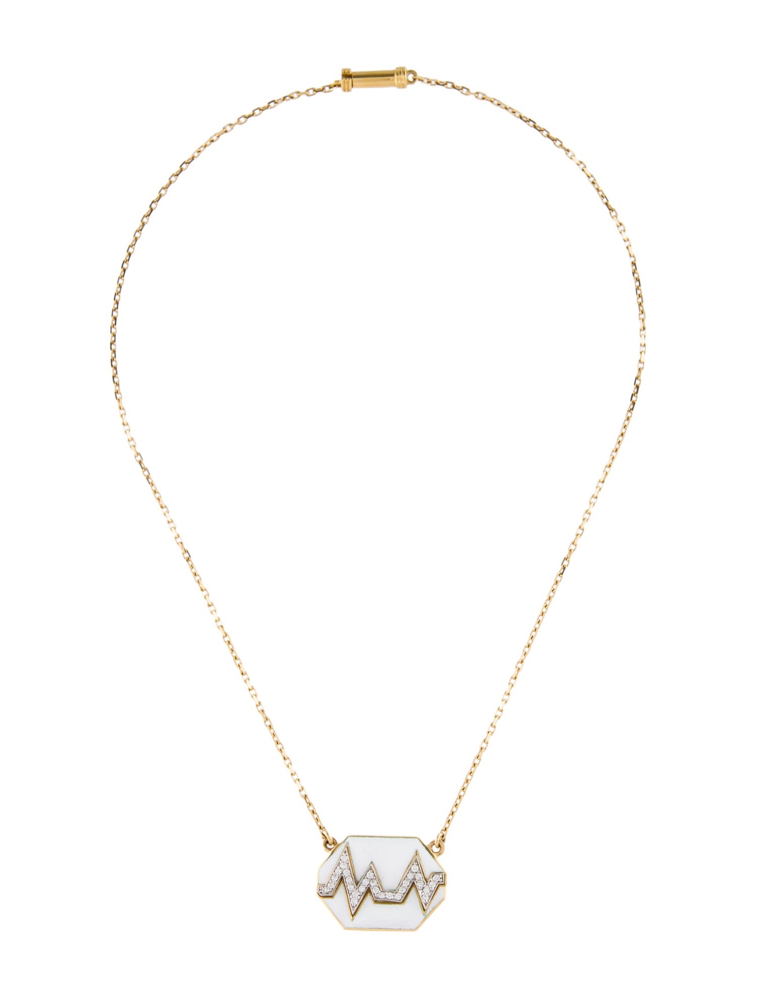 David Webb 18K Diamond & Enamel Skip Pendant Necklace