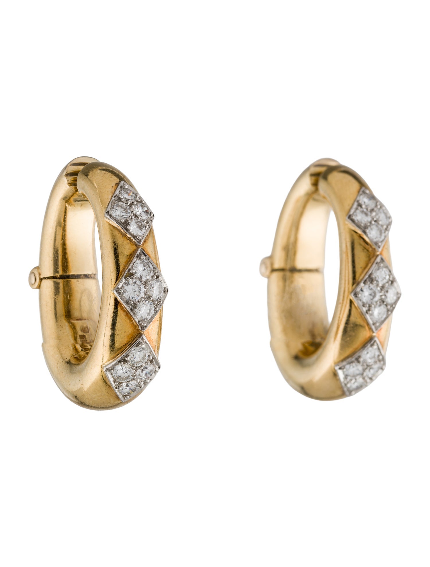 David Webb 18K Diamond Hoop Earrings