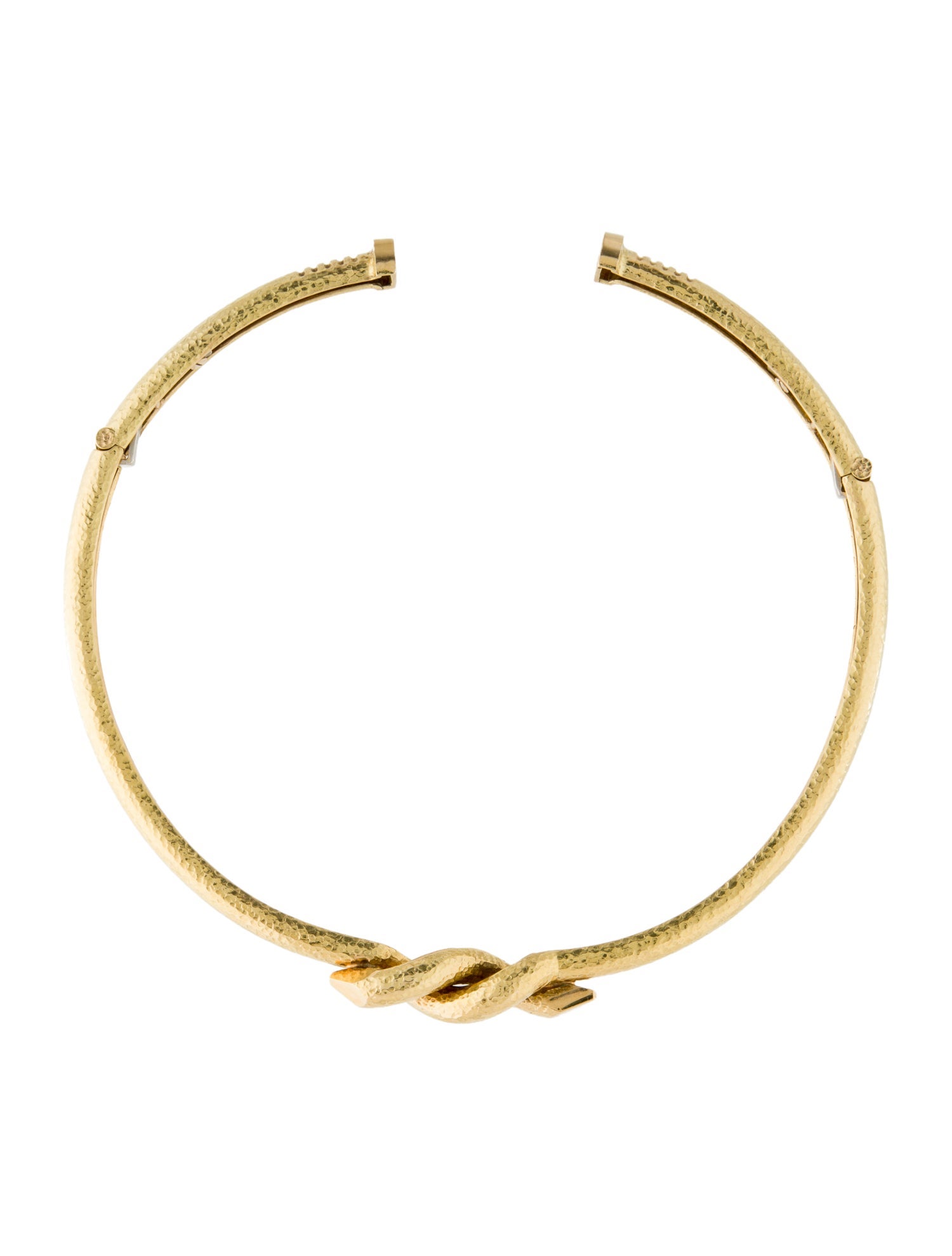 David Webb 18K Twisted Hammered Nail Collar Necklace