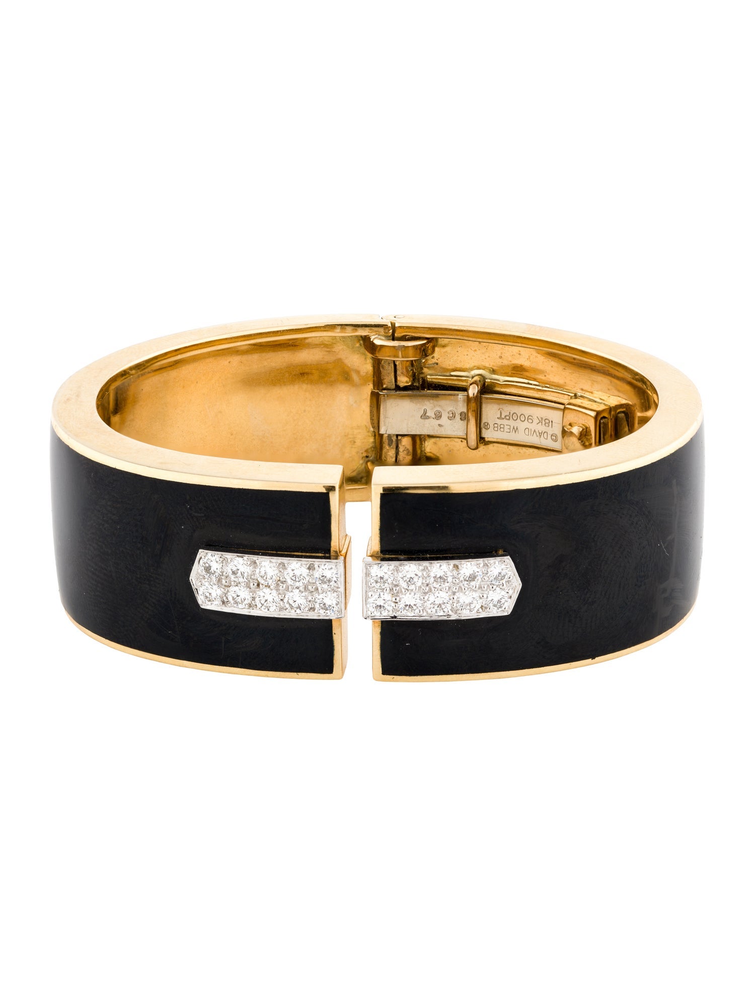 David Webb 18K 1.10ctw Diamond Hinged Cuff