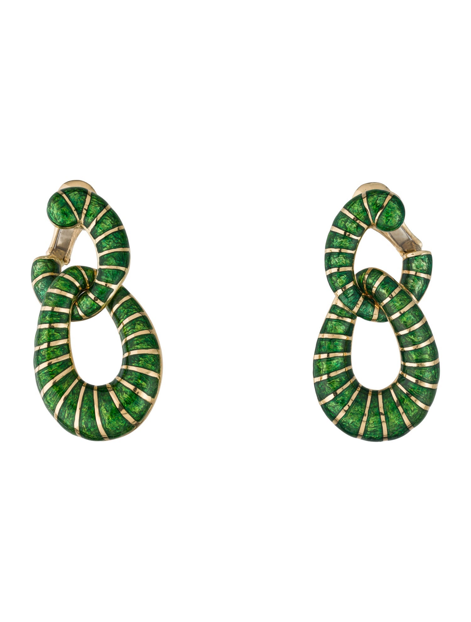 David Webb 18K Enamel Double Hoop Clip-On Earrings