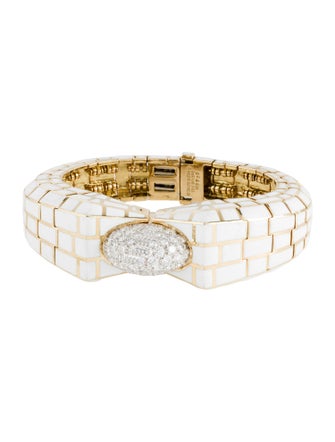 David Webb 18K 5.40ctw Diamond Enamel Checkerboard Bracelet