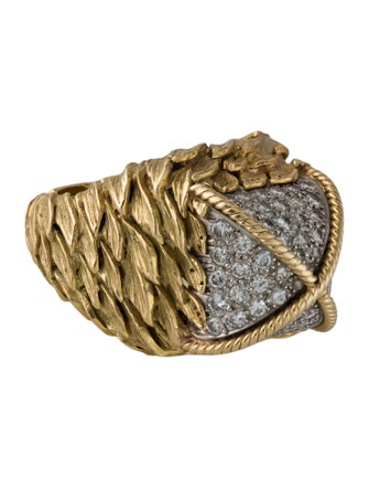 David Webb 18K 1.15ctw Diamond Cocktail Ring