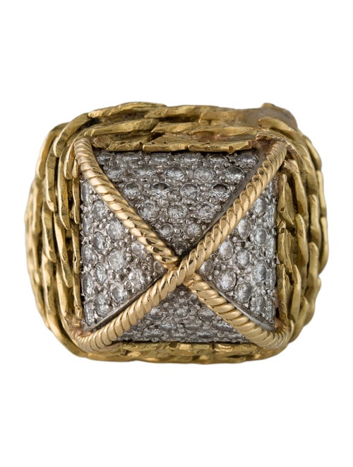 David Webb 18K 1.15ctw Diamond Cocktail Ring