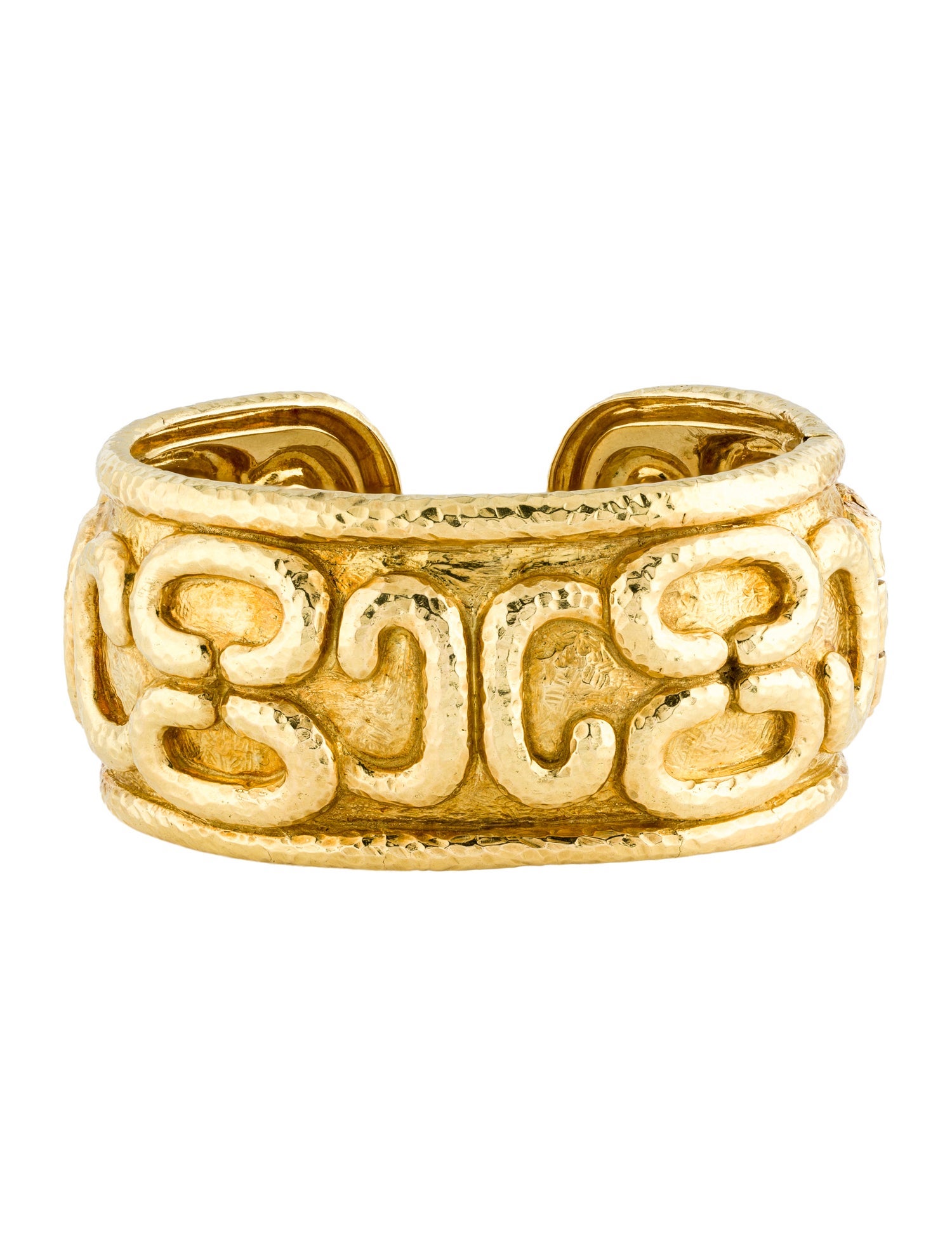 David Webb 18K Hammered Cuff Bracelet