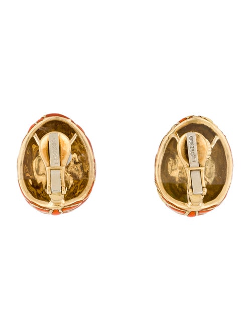 David Webb 18K Enamel Pinecone Clip-on Earrings