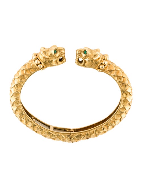 David Webb 18K Emerald 'Greek Lion' Cuff Bracelet
