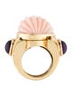 David Webb 18K Coral, Enamel & Amethyst Cocktail Ring