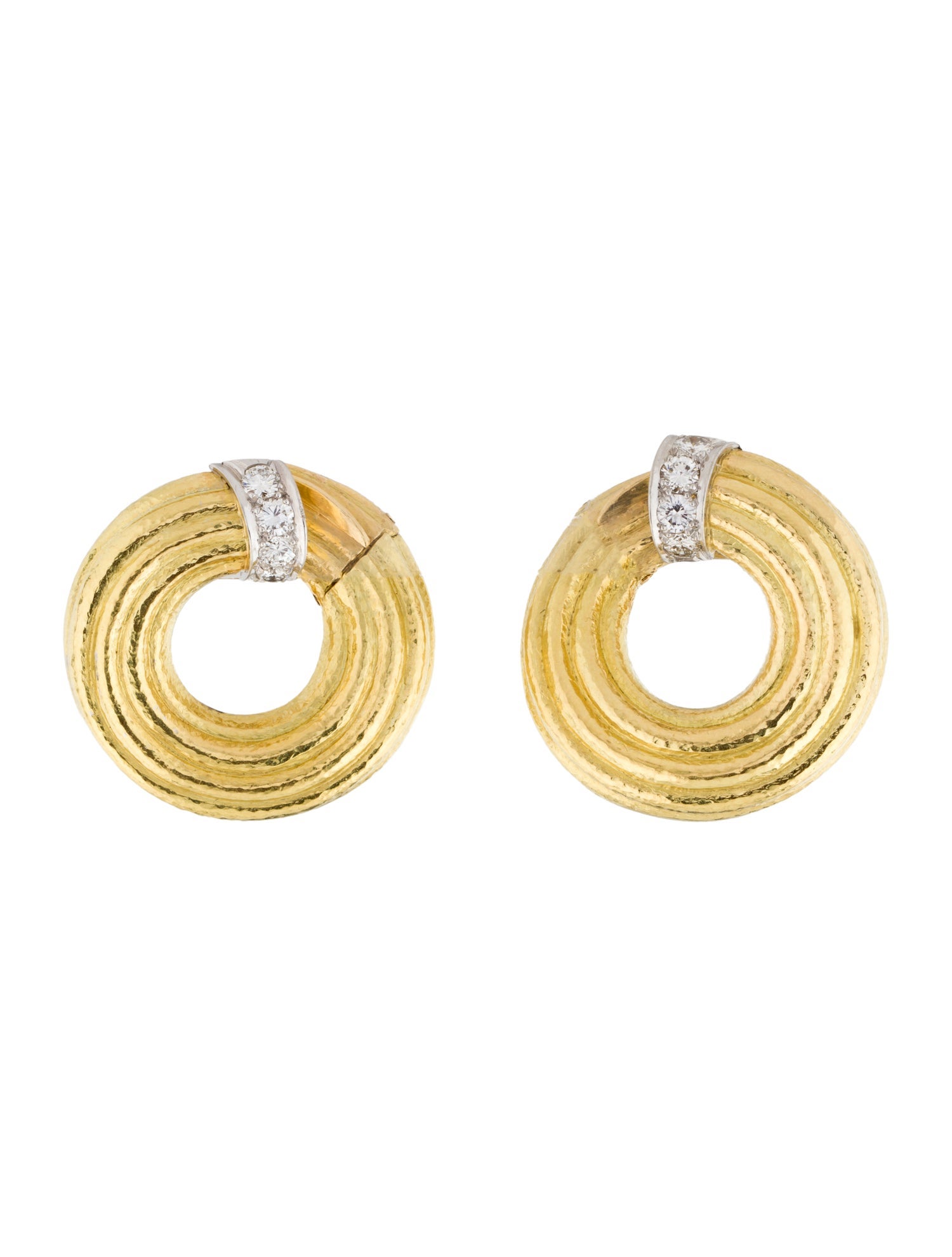 David Webb 1.20ctw Diamond '57th Street Collection' circular textured earrings