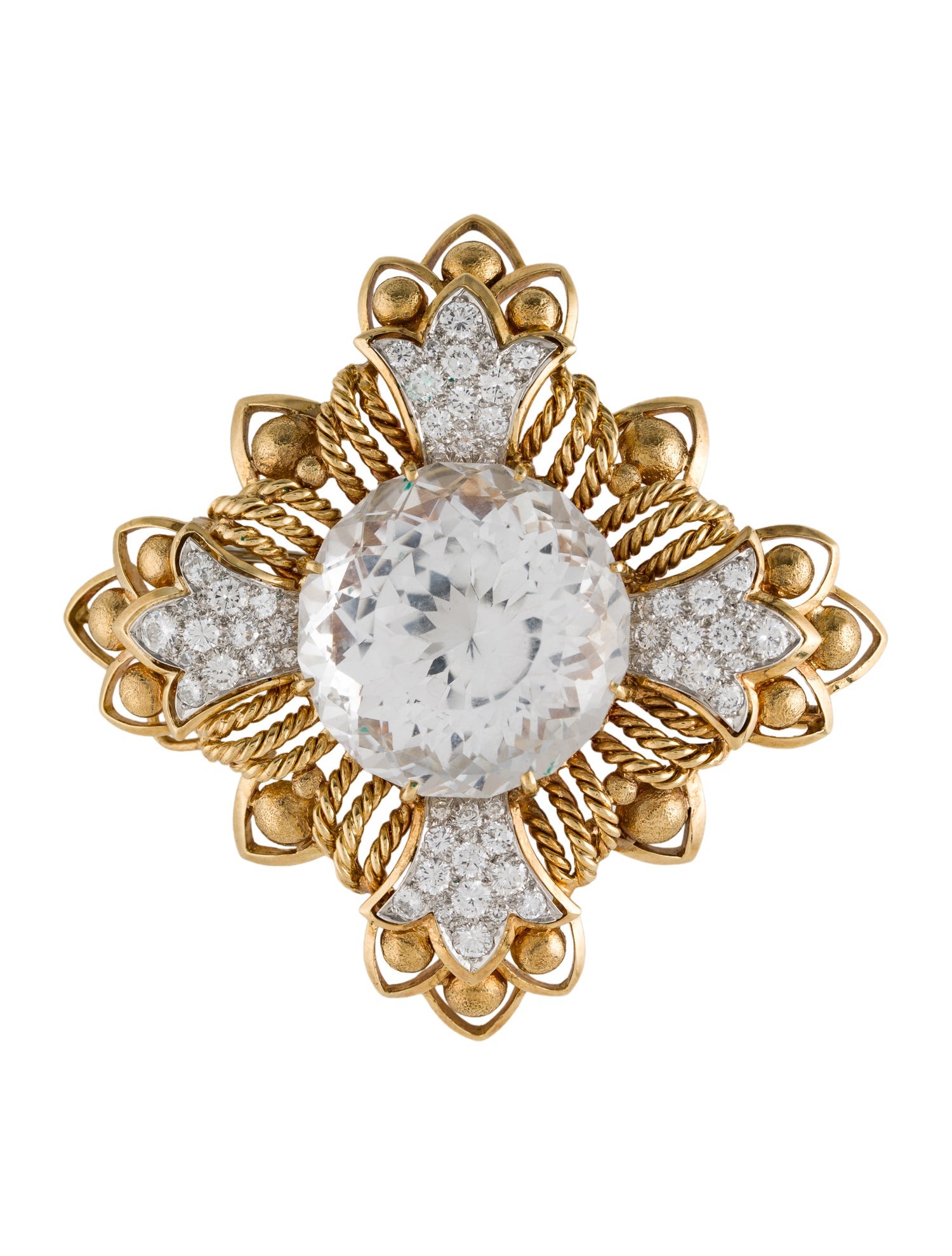 David Webb 18K Topaz & Diamond Brooch Pendant