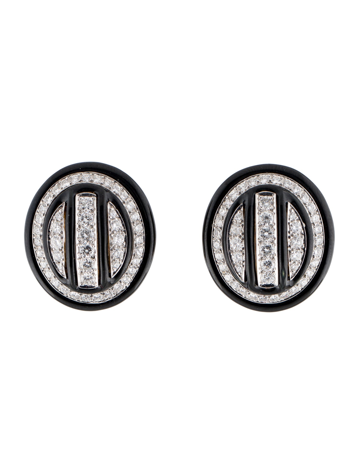 David Webb 3.09ctw Diamond & Enamel Clip-On Earrings