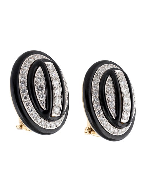 David Webb 3.09ctw Diamond & Enamel Clip-On Earrings