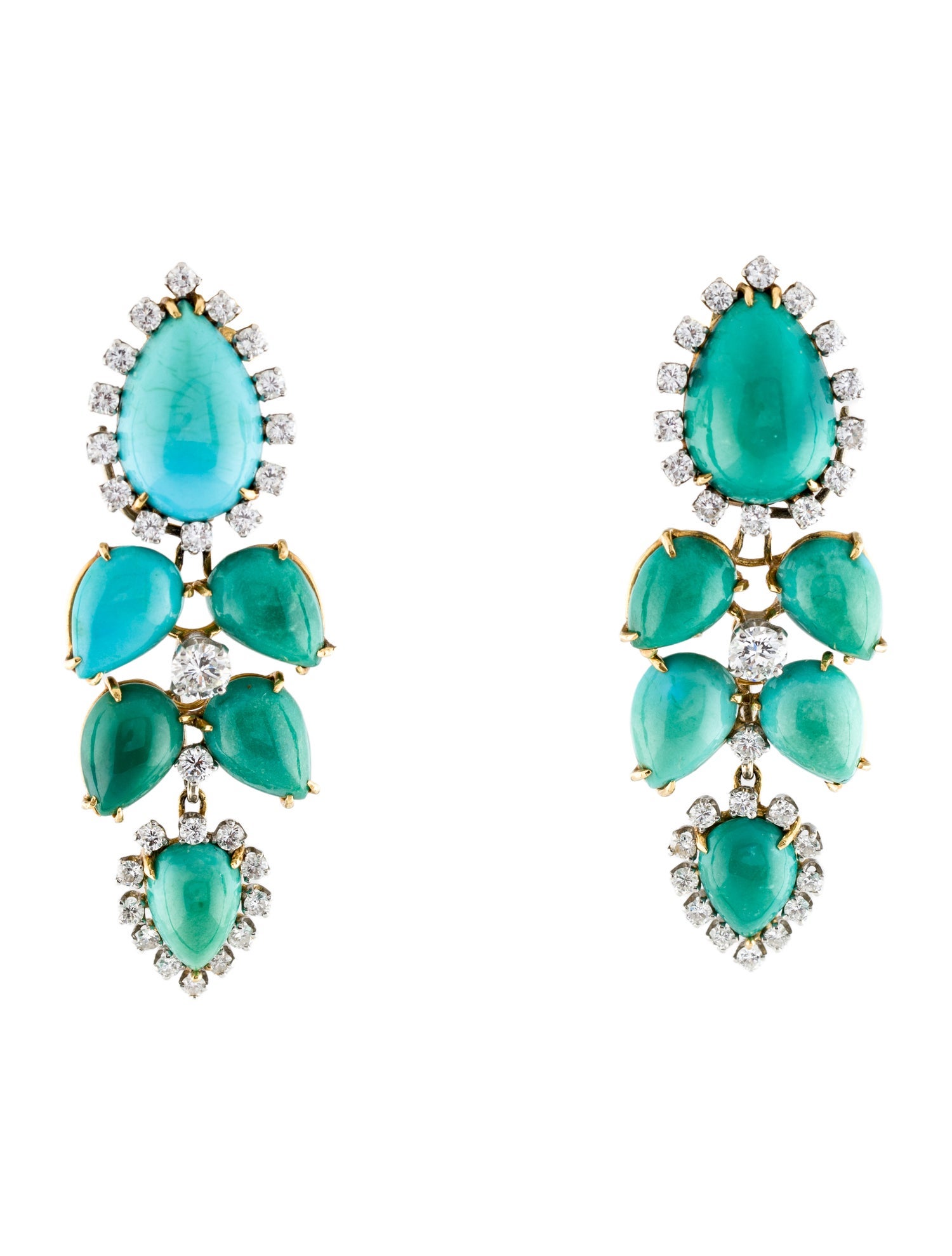 David Webb 18K Turquoise & Diamond Clip-On Earrings