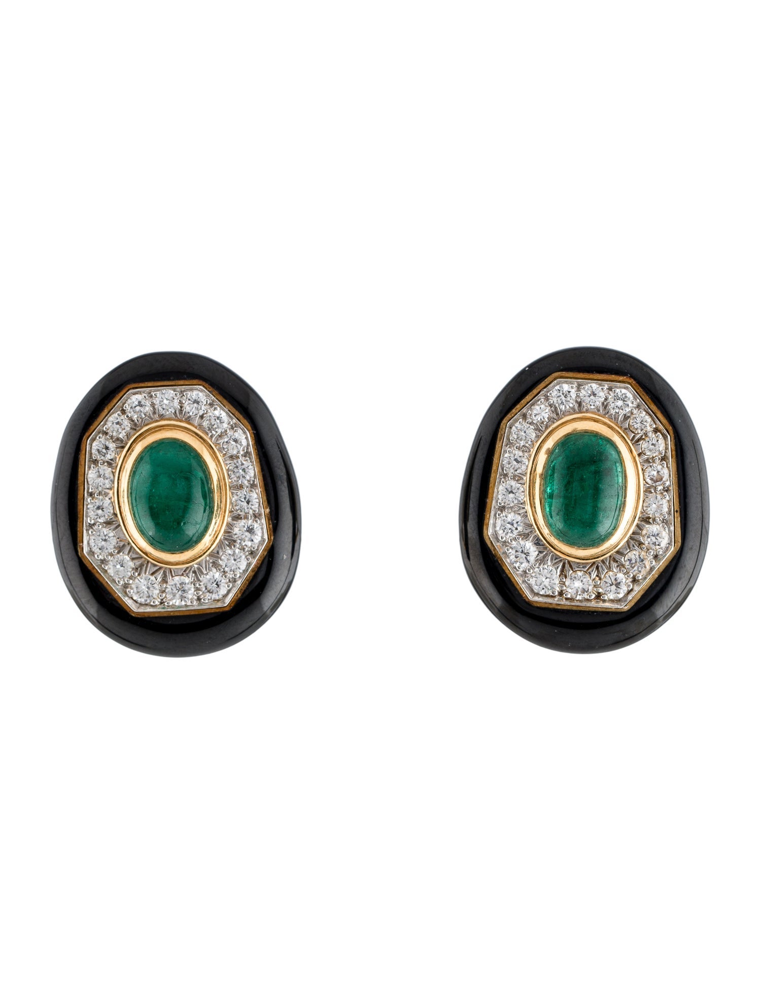 David Webb 18K 5.29ctw Emerald & Diamond Clip-On Earrings