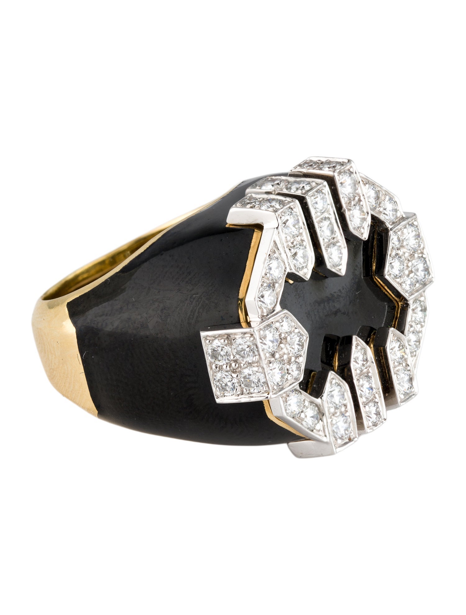 David Webb 1.82ctw Diamond & Enamel Cocktail Ring