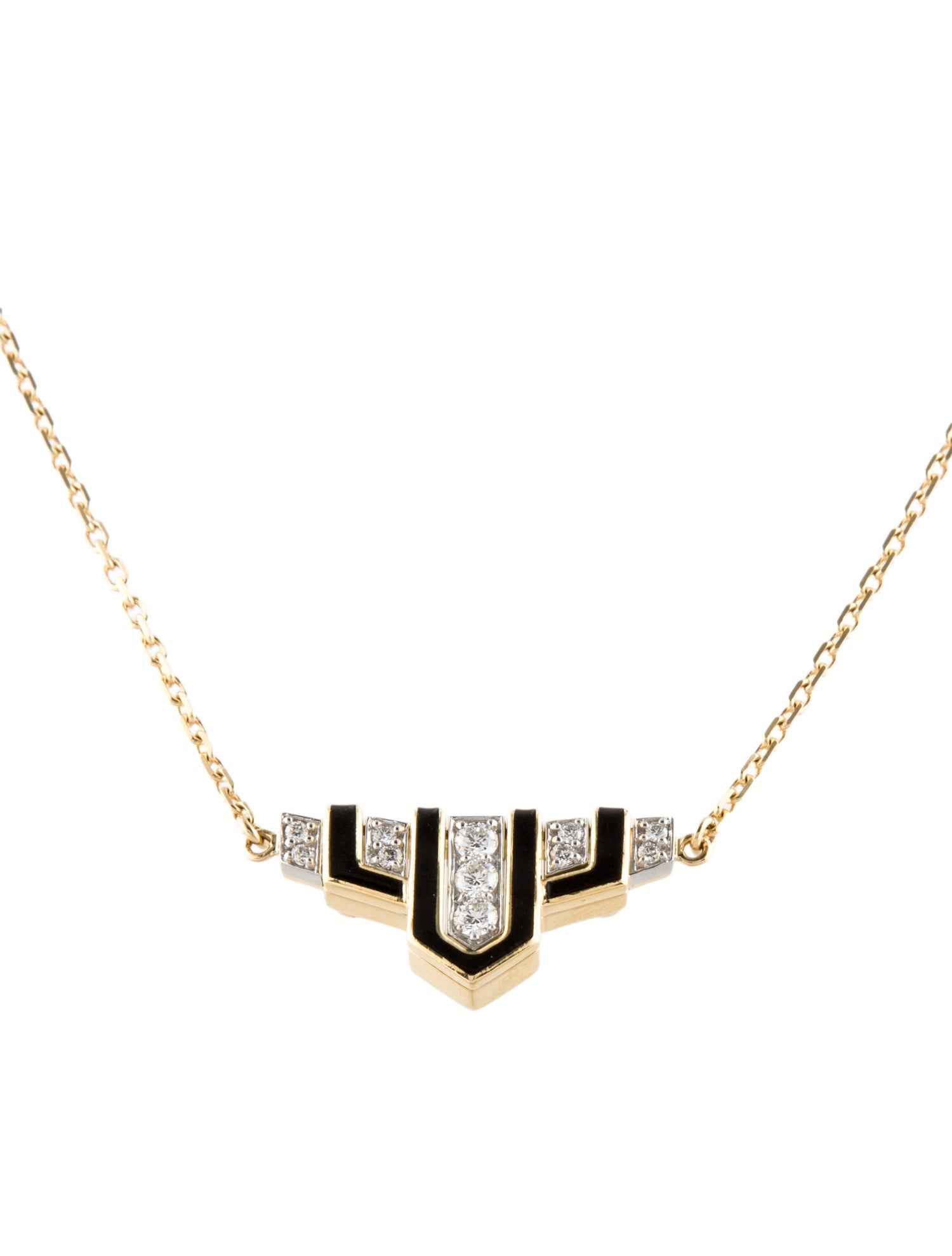 David Webb 18K Diamond & Enamel Scape Pendant Necklace