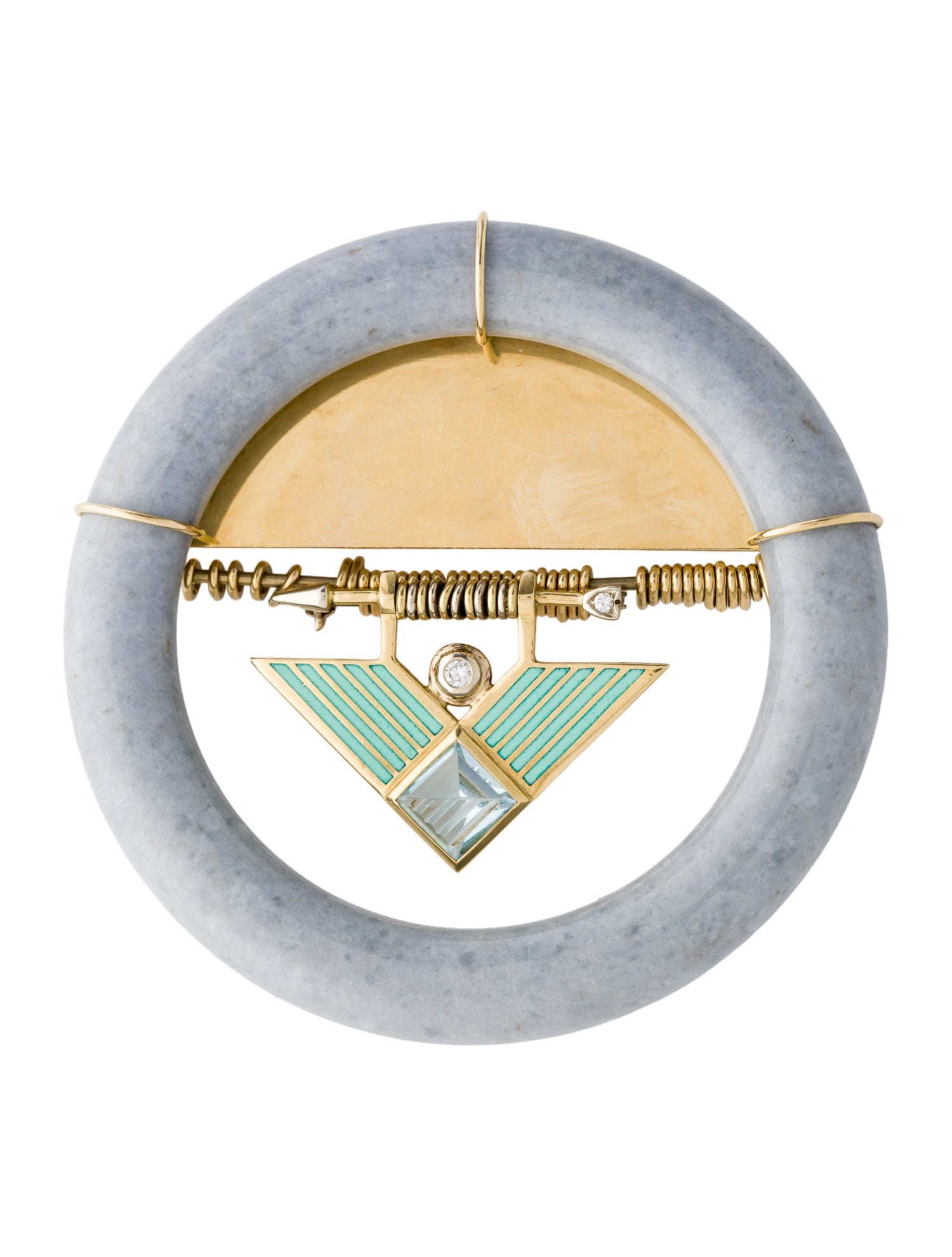 David Webb 18K Diamond, Jadeite, Topaz, & Enamel Convertible Brooch