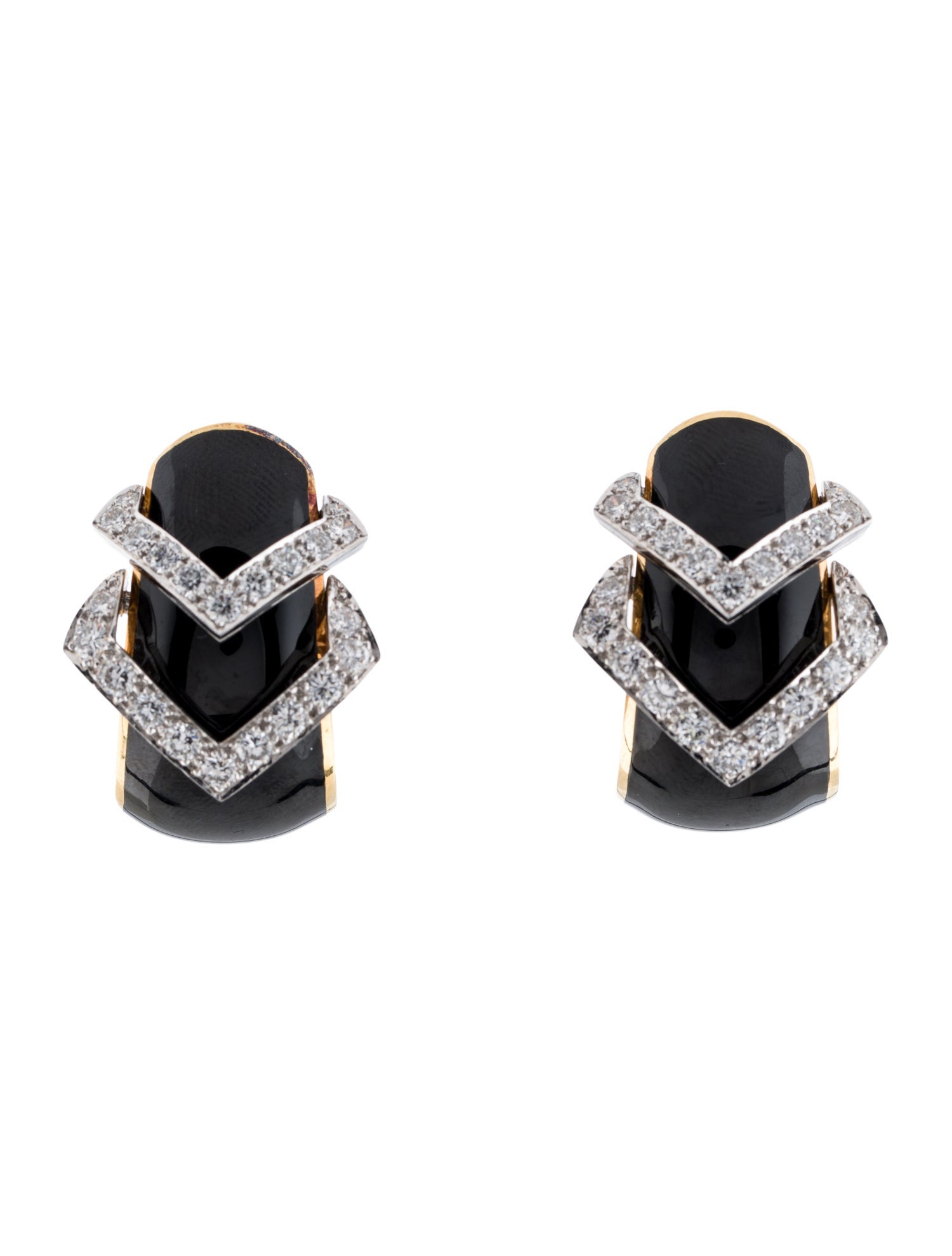 David Webb 18K 3.10ctw Diamond & Enamel Buckle Clip-On Earrings
