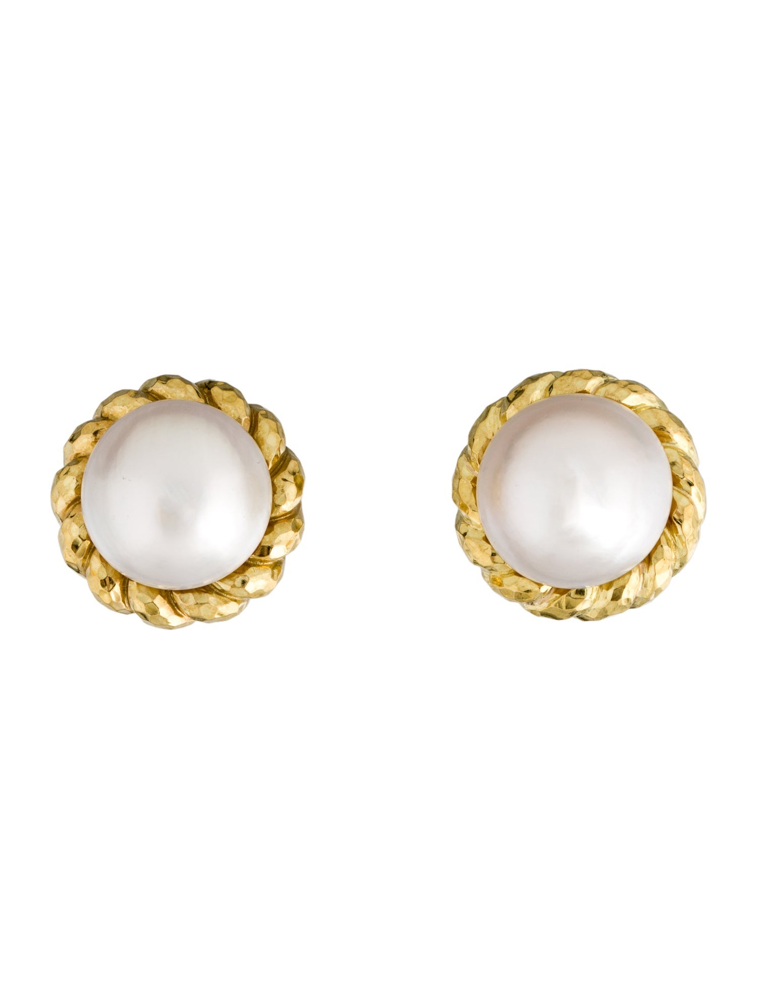 David Webb 18K Pearl Earclip Earrings