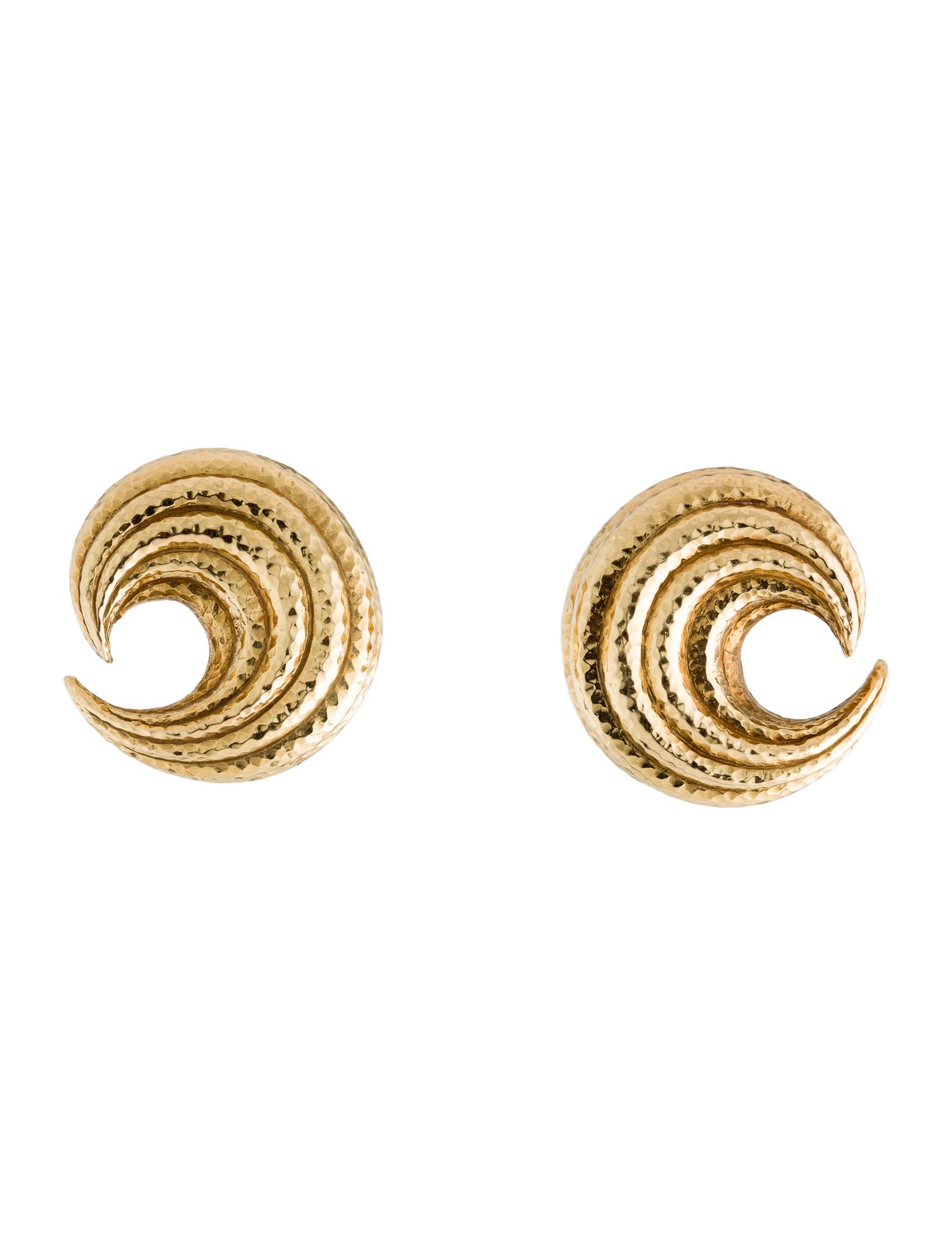 David Webb 18K Hammered Crescent Clip-On Earrings