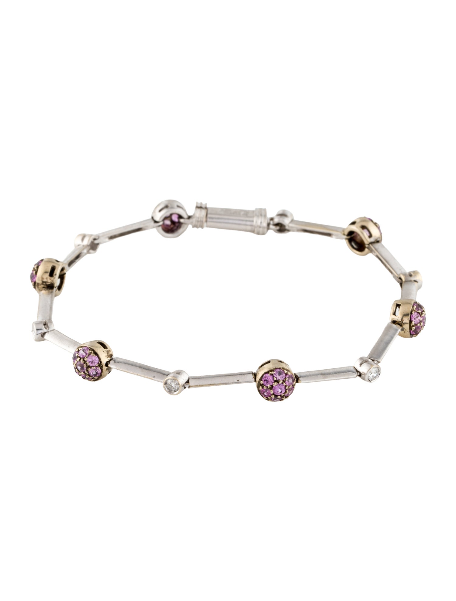 David Webb Vintage Platinum 18K Sapphire & Diamond Station Bracelet