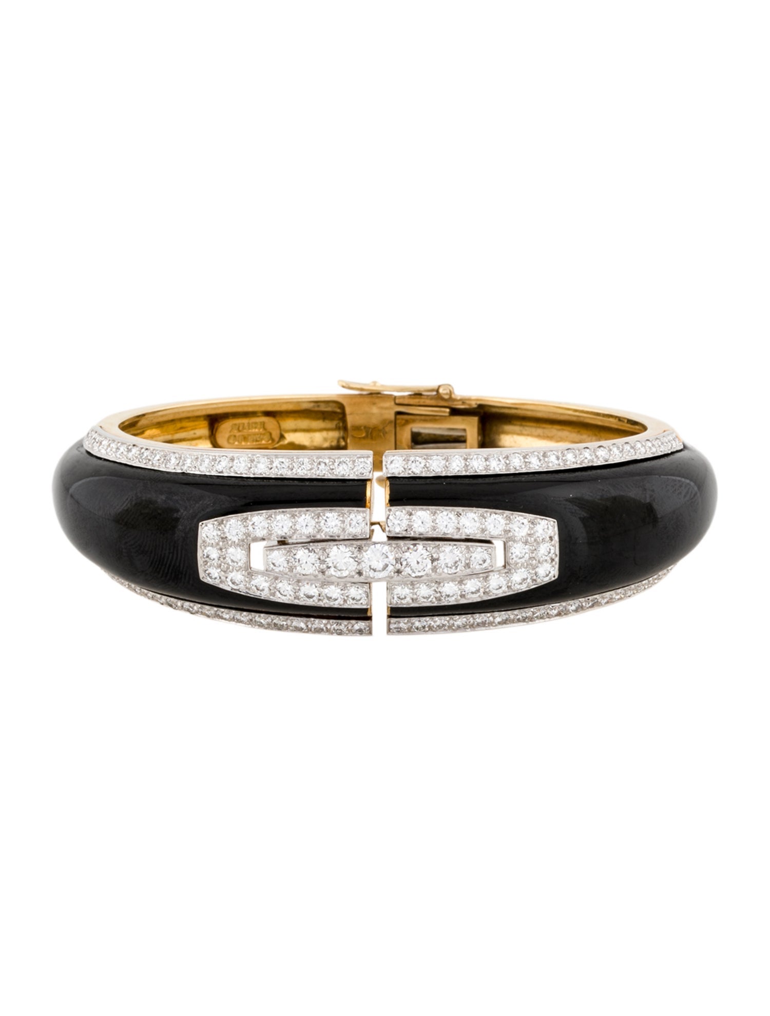 David Webb 18K 2.91ctw Diamond Enamel Bangle Bracelet