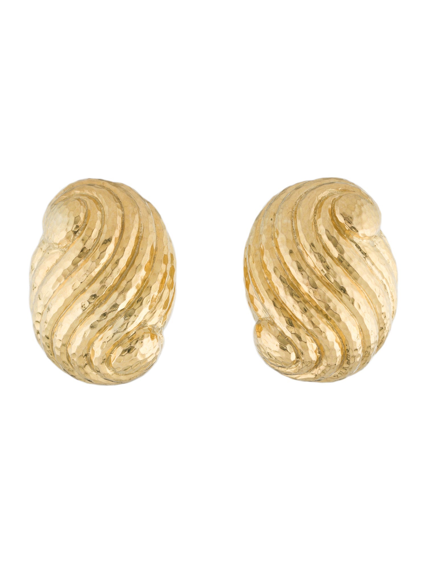 David Webb 18K Hammered Small Swirl Earrings