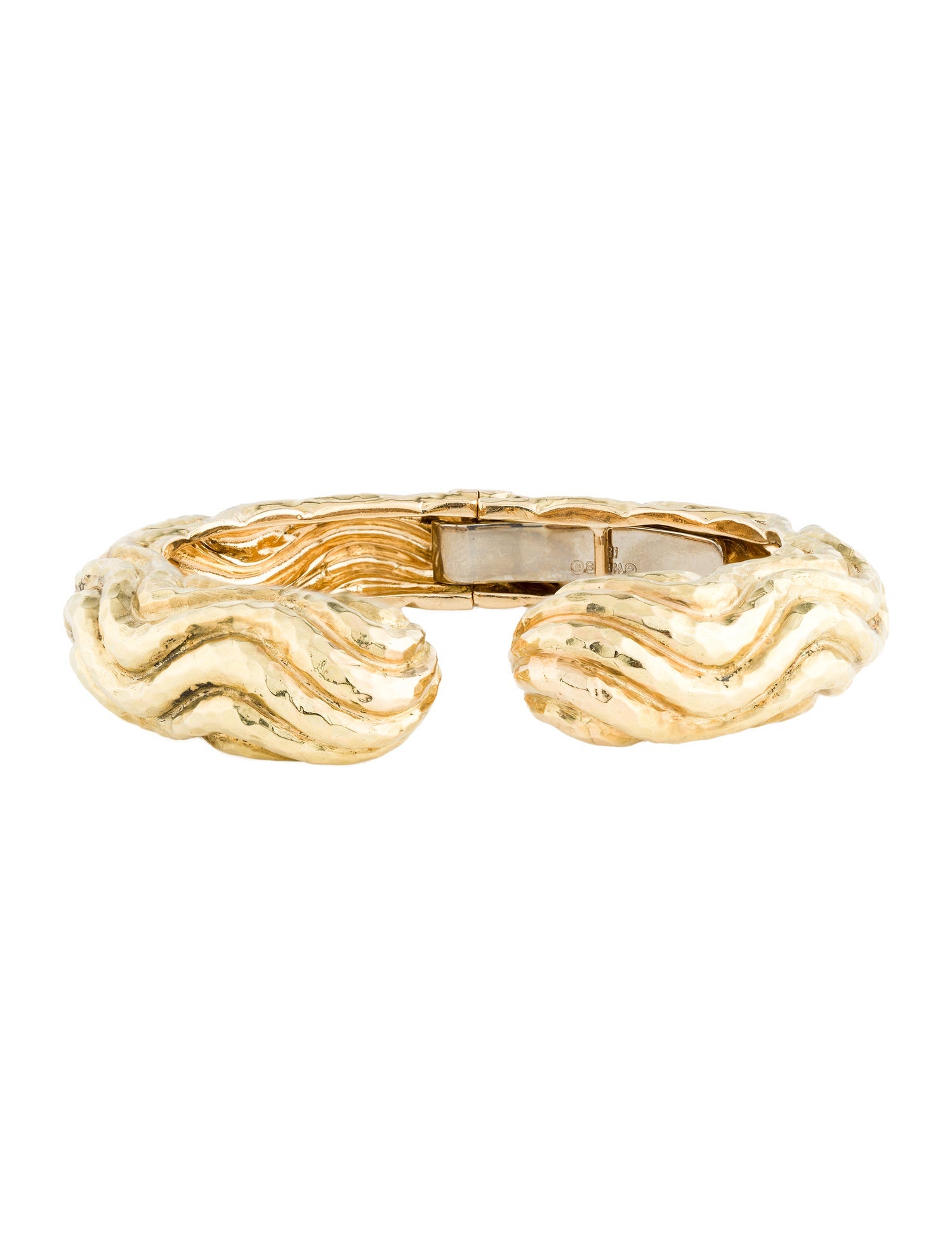 David Webb 18K Wave Hammered Cuff Bracelet