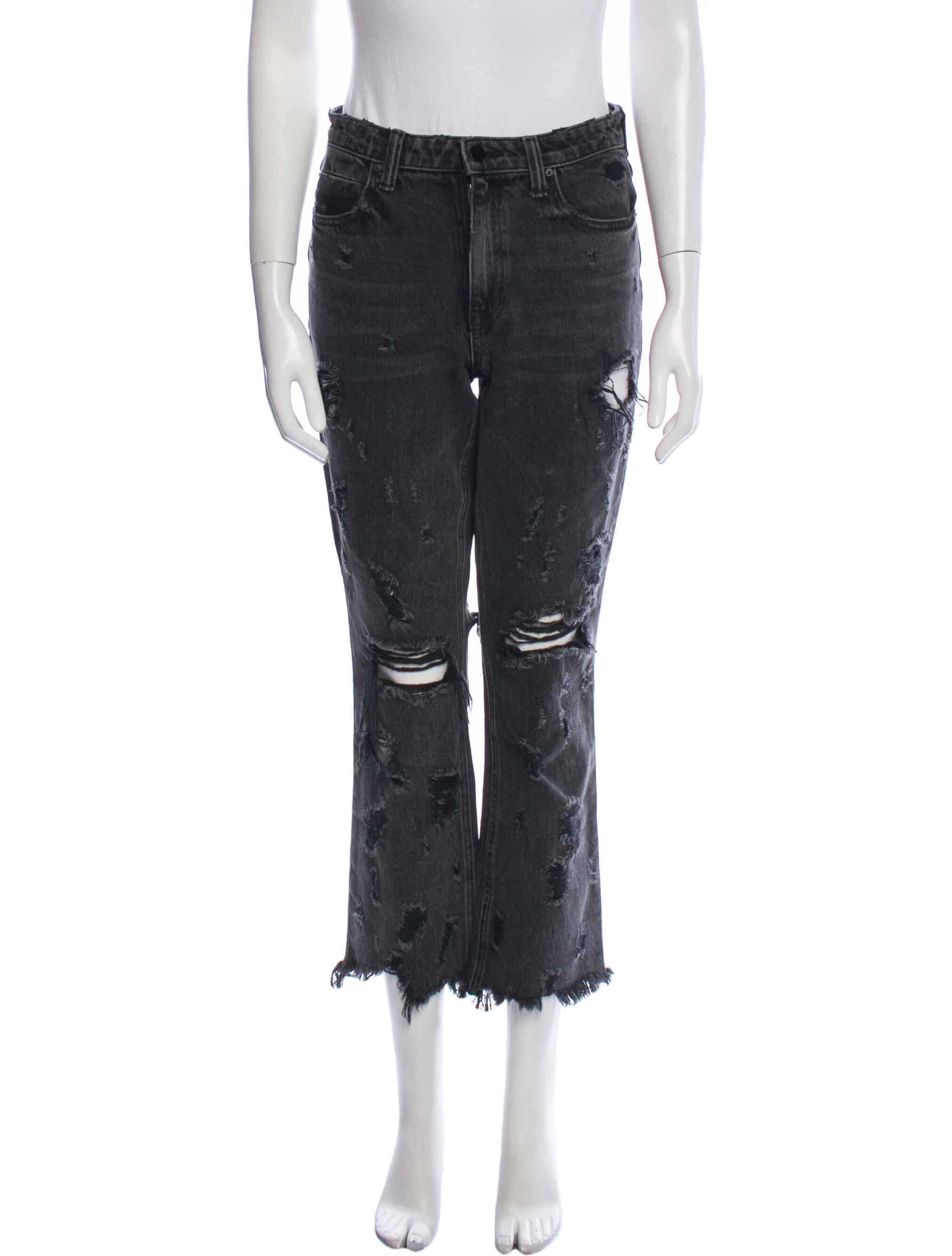 Denim x Alexander Wang MidRise Straight Leg Jeans Black, 9.5" Rise Jeans, Clothing