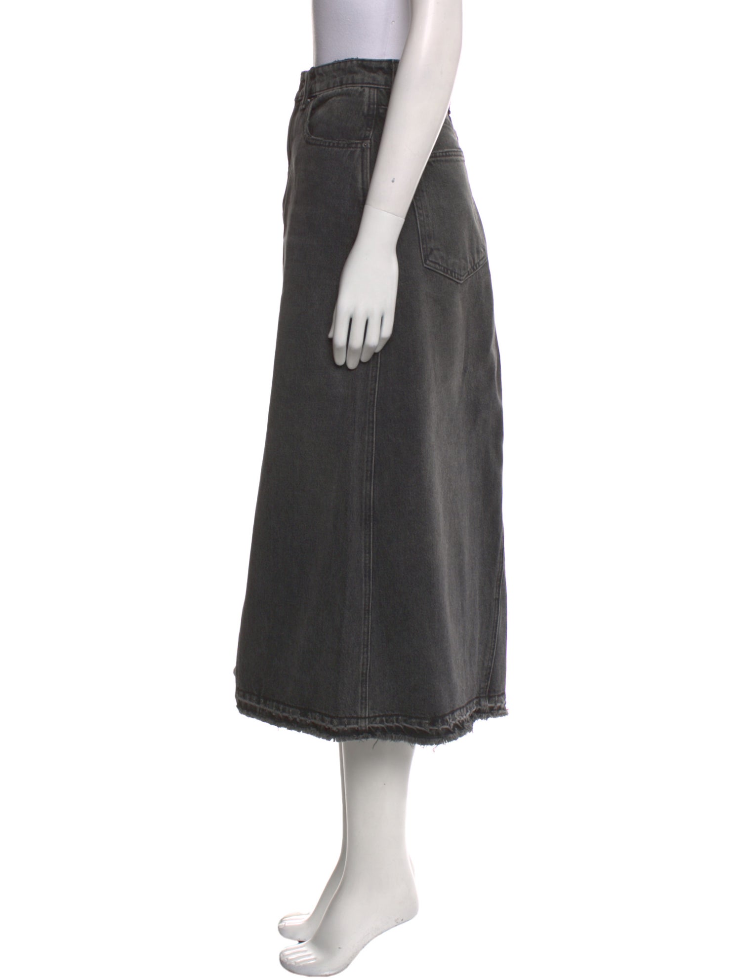 Denim x Alexander Wang Distressed Accents Midi Length Skirt