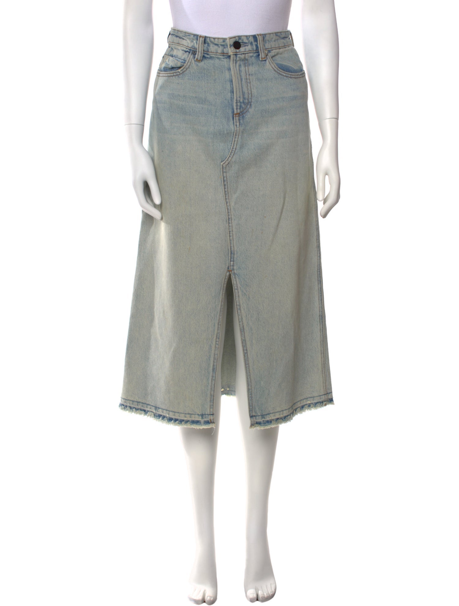 Denim x Alexander Wang Distressed Accents Midi Length Skirt