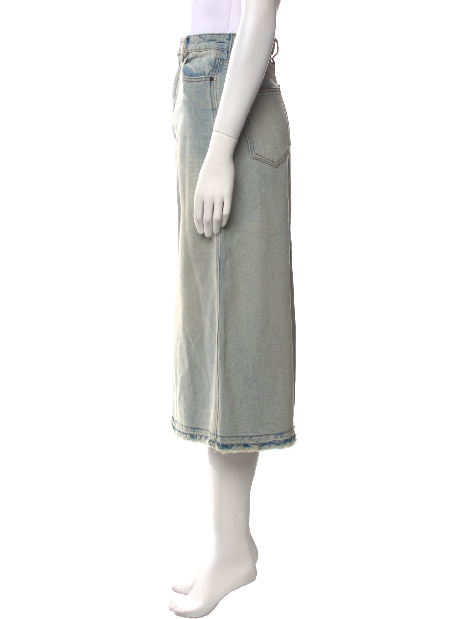 Denim x Alexander Wang Distressed Accents Midi Length Skirt