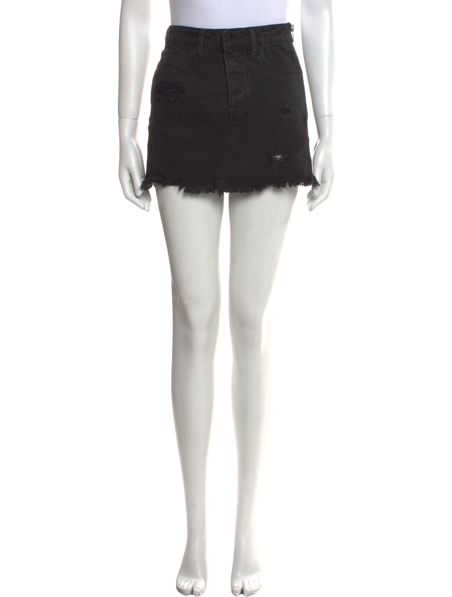 Denim x Alexander Wang Raw-Edge Trim Mini Skirt