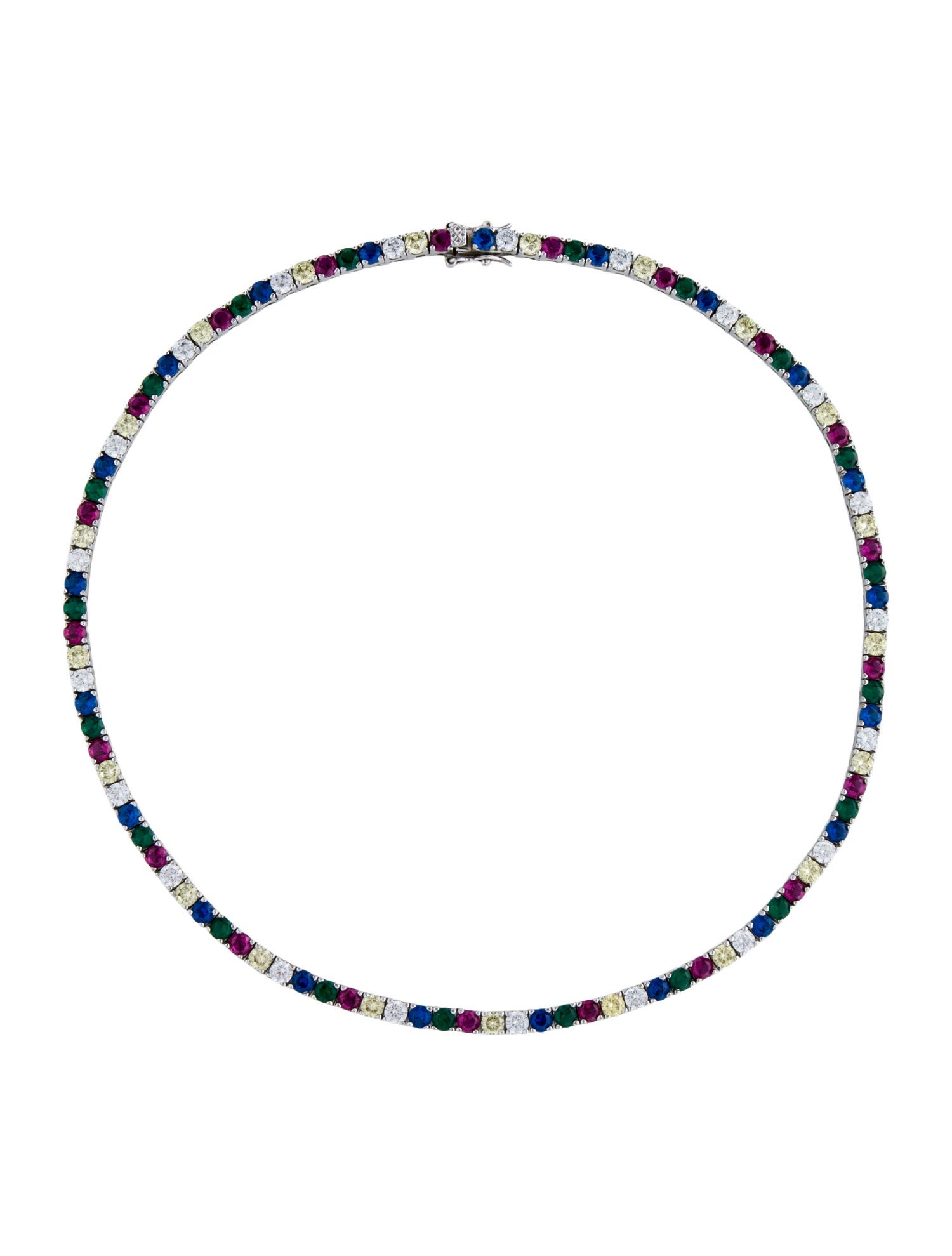 Dorsey Crystal, Cubic Zirconia, Synthetic Spinel & Synthetic Ruby Tennis Necklace